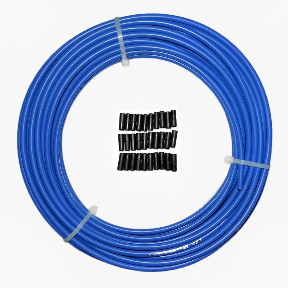 Farbetter Lined Bicycle Brake Cable Housing, 5mm x 50ft, Including 30 PCS Cable End Caps Kit, The Most Trusted DIY Set for SRAM/Shimano Mountain Bike Road Bike (Blue)