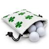 Aliennana Golf Valuables Pouch, Leather Tee Pouch with Drawstring Closure Balls Tees Handbag Portable Golf Ball Accessories for Men Women (Lucky Clover) view 1