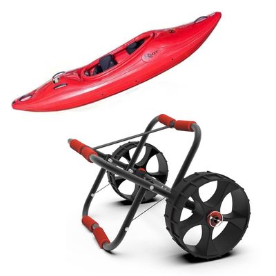 FDB 200LBS Universal Folding Bend Kayak Canoe Boat Carrier Dolly Trailer Tote Trolley Transport Cart Wheel for Carrying Kayaks, Canoes, Paddleboards, Float Mats, Boats Red