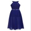Sywiyi Big Girls Junior V Neck Chiffon Long Party Wedding Prom Romper Gown Flower Girls Dress B Blue 10 Years view 3