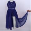 Sywiyi Big Girls Junior V Neck Chiffon Long Party Wedding Prom Romper Gown Flower Girls Dress B Blue 10 Years view 4