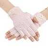Womens Lace Sun Protection Driving Gloves Non-Slip Breathable Cotton Fingerless Sunblock Mitten for Fishing Cycling Riding view 1