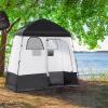 Outsunny Shower Tent, Pop Up Privacy Shelter for Camping, Dressing Changing Room, Portable Instant Outdoor Shower Tent Enclosure w/ 2 Rooms, Shower Bag, Floor and Carrying Bag, Black view 2