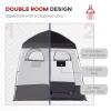 Outsunny Shower Tent, Pop Up Privacy Shelter for Camping, Dressing Changing Room, Portable Instant Outdoor Shower Tent Enclosure w/ 2 Rooms, Shower Bag, Floor and Carrying Bag, Black view 3