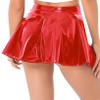 Freebily Women's Glossy PVC Leather Flared Skirt Shiny Glitter Holographic Zipper A-Line Mini Skirts Red Small view 2