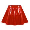 Freebily Women's Glossy PVC Leather Flared Skirt Shiny Glitter Holographic Zipper A-Line Mini Skirts Red Small view 3