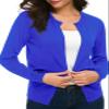 Urban CoCo Women's Long Sleeve Crew Neck Button Down Knit Cardigan Sweater (2XL, Royal Blue) view 1