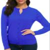 Urban CoCo Women's Long Sleeve Crew Neck Button Down Knit Cardigan Sweater (2XL, Royal Blue) view 4