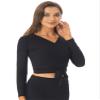 Yhong Women's Long Sleeve Ballet Belly Dance Cardigan Wrap Top V Neck Crochet Tops Gym Yoga Sport Cover Up Black X-Large view 3