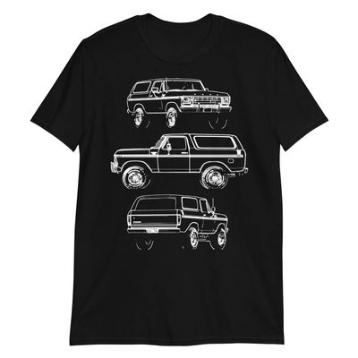 1978 Bronc Owner Sketch Outline Art Short-Sleeve Unisex T-Shirt Black