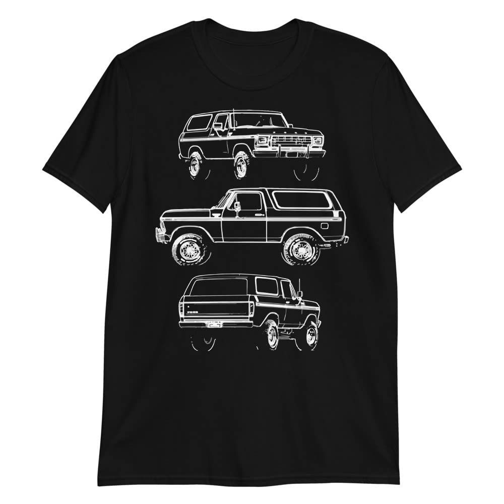 1978 Bronc Owner Sketch Outline Art Short-Sleeve Unisex T-Shirt Black