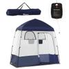 Outsunny Shower Tent, Pop Up Privacy Shelter for Camping, Dressing Changing Room, Portable Instant Outdoor Shower Tent Enclosure w/ 2 Rooms, Shower Bag, Floor and Carrying Bag, Blue view 1