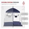 Outsunny Shower Tent, Pop Up Privacy Shelter for Camping, Dressing Changing Room, Portable Instant Outdoor Shower Tent Enclosure w/ 2 Rooms, Shower Bag, Floor and Carrying Bag, Blue view 3