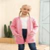 Ermonn Girls Kids Open Front Cardigans Sweaters Long Sleeve Knit Cute Sweater Outwears with Pockets for 5-14 Years Pink view 2