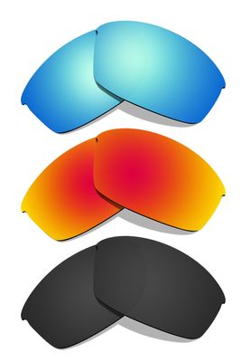 Littlebird4 Premium 1.5mm Polarized Replacement Lenses for Oakley Flak Jacket Sunglasses - MultiOptions (Black+Red+Blue)