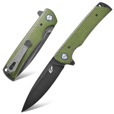 Eafengrow EF973 Folding Knife, D2 Steel Blade Micarta Handle Scale Pocket Knife Folder for Working Camping Hiking EDC Tool Knifearmy green