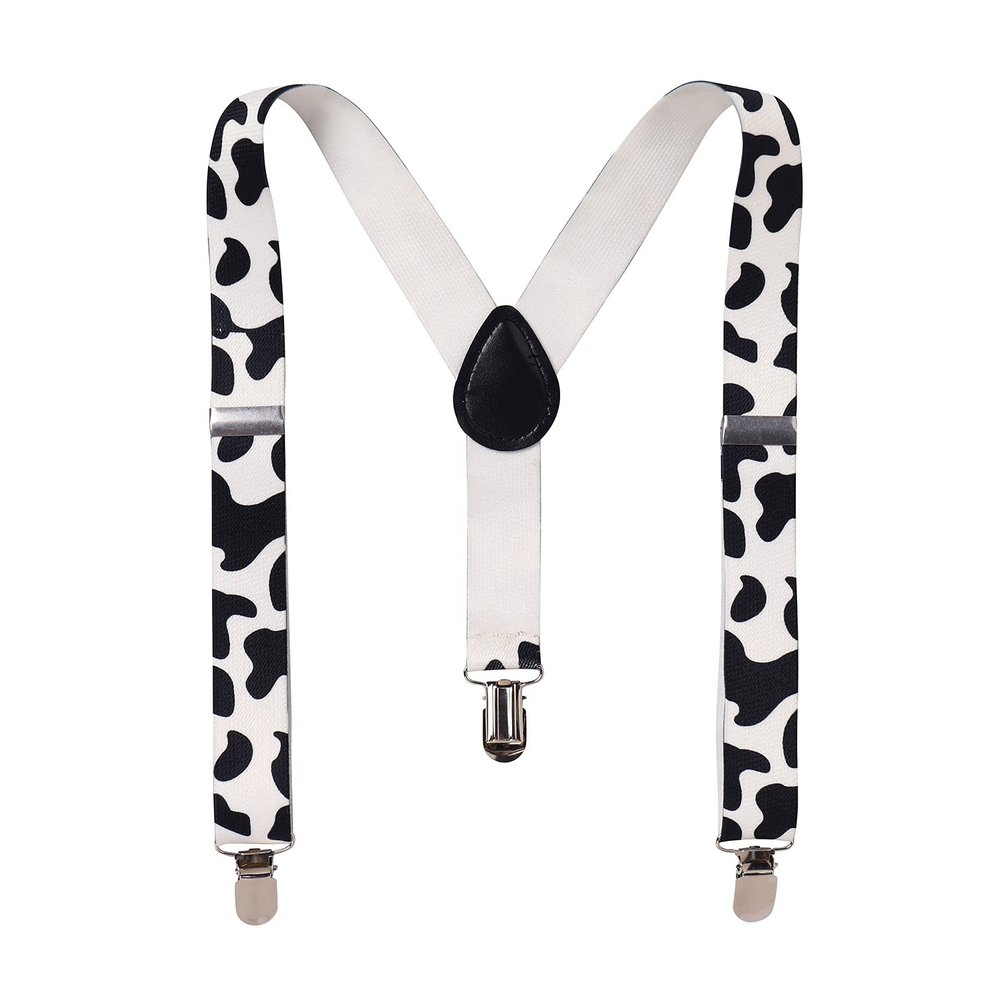 IBTOM CASTLE Baby Boys Y Back Adjustable Elastic Suspender Strong Sturdy Clip-on Braces Pre tied Bow Tie Set Kids Perfect for Tuxedo Cows One Size