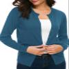 Urban CoCo Women's Long Sleeve Crew Neck Button Down Knit Cardigan Sweater (XL, Indigo Blue) view 1