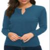 Urban CoCo Women's Long Sleeve Crew Neck Button Down Knit Cardigan Sweater (XL, Indigo Blue) view 2