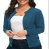 Urban CoCo Women's Long Sleeve Crew Neck Button Down Knit Cardigan Sweater (XL, Indigo Blue) view 4