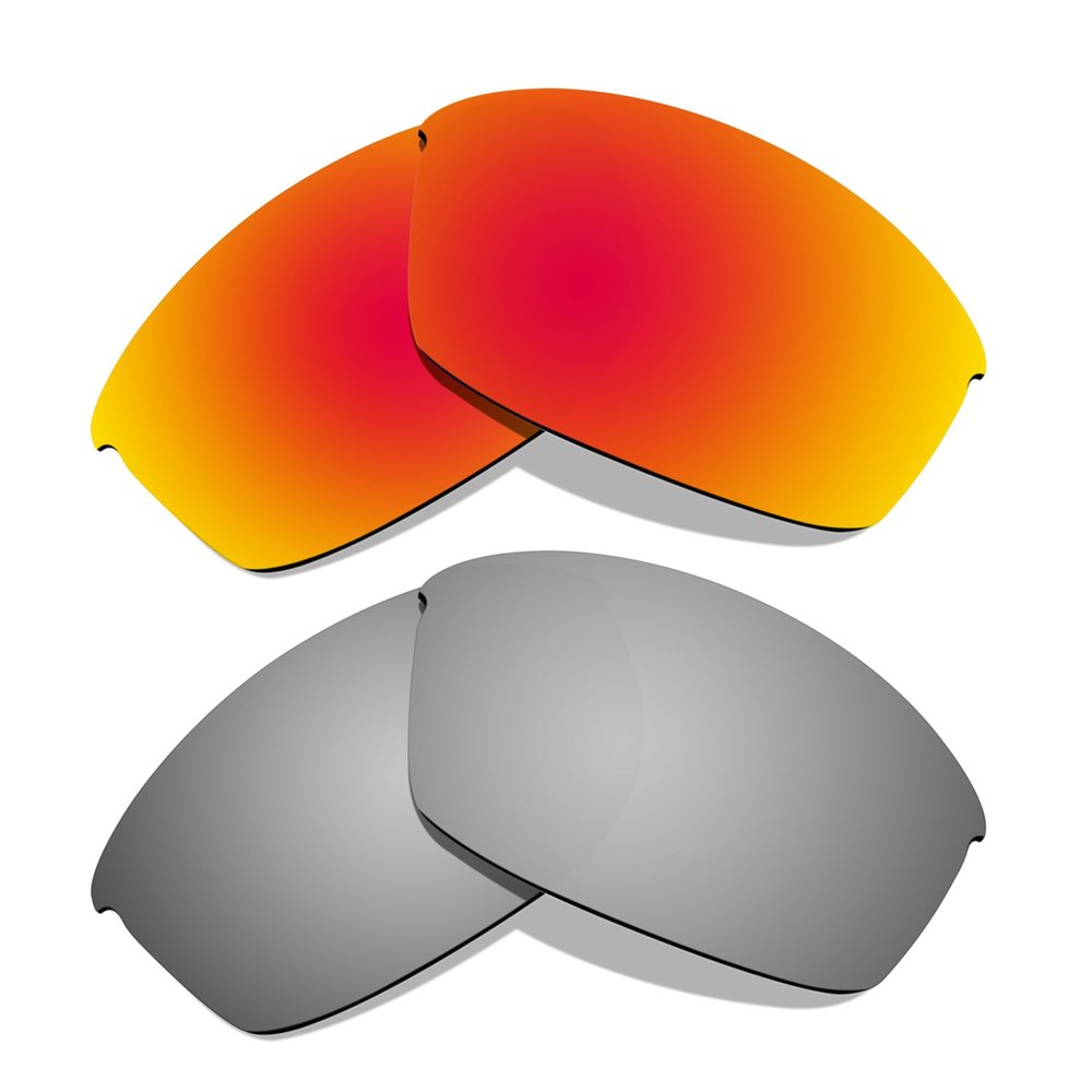 Littlebird4 Premium 1.5mm Polarized Replacement Lenses for Oakley Flak Jacket Sunglasses - MultiOptions (Titanium+Red)