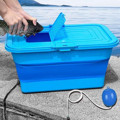 DYK&NX Air Pump Fishing Bucket, Foldable Fish Bucket, Live Fish Container, Outdoor Camping Fishing Bag and Fish Protection Bucket for Aquarium Pond