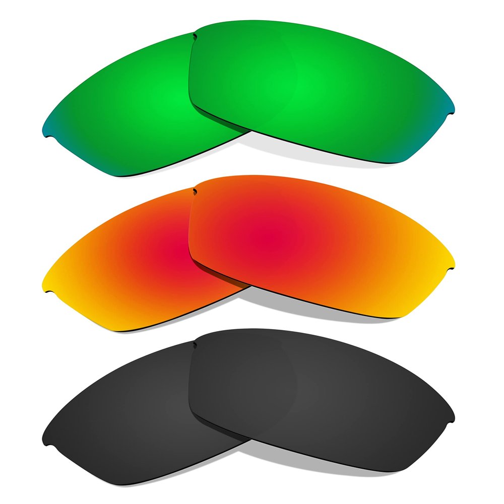 Littlebird4 Premium 1.5mm Polarized Replacement Lenses for Oakley Flak Jacket Sunglasses - MultiOptions (Black+Red+Green)