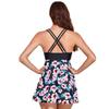 Swimsuit Women Conservative Cover Belly Tie Split Print Skirt Swimsuit Boxer Swimming Pants (Black+Safflower,L,10) view 2