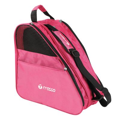 Getfitsoo Ice Skates Bag, Breathable Bag for Skates, 3 Layer Roller Inline Skates Bag with Adjustable Shoulder Strap, Zipper Pocket Rollerblade Bag for Kids Teenager Men Women(Rose Red Skate Bag)