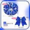 Canlierr 4 Pcs Cheerleading Pom Poms with Baton Handle and Cheerleader Hair Bows, 14 Inch Metallic Cheer Supplies for School Team Spirit Sports Dance Cheering(Blue) view 2