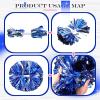 Canlierr 4 Pcs Cheerleading Pom Poms with Baton Handle and Cheerleader Hair Bows, 14 Inch Metallic Cheer Supplies for School Team Spirit Sports Dance Cheering(Blue) view 3
