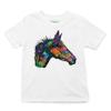 Dean Russo Colorful Horse Youth T-Shirt Neon Mosaic Wild Mustang Kids White Small view 1