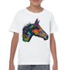 Dean Russo Colorful Horse Youth T-Shirt Neon Mosaic Wild Mustang Kids White Small view 2