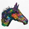 Dean Russo Colorful Horse Youth T-Shirt Neon Mosaic Wild Mustang Kids White Small view 4