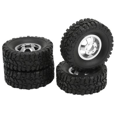 Hub Wheel Rims with Soft Rubber Tires, 4WD Rubber Tires Aluminum Alloy Wheel Hub for WPL C14 C24 B14 B24 B16 B36 1/16 RC Car Upgrade Part(Silver), car model accessories