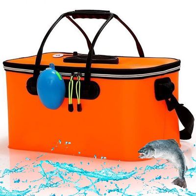DYK&NX Folding Fishing Bucket, EVA Thickened Multifunctional Live FishBox, Fish Pump Protection Bucket, Fishing Bag for Keep The Bait Fresh or Fish Catch Alive (Color : Yellow, Size : 50)