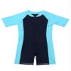 Yihuimin Unisex Kids 1ps Swimwear Zippered Shorty Wetsuit Swimsuit Color Contrast Bathing Suit for Surfing Navy Blue&Sky Blue 14-16 Years view 3