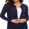 Urban CoCo Women's Long Sleeve Crew Neck Button Down Knit Cardigan Sweater (2XL, Navy Blue) view 1