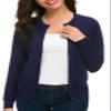 Urban CoCo Women's Long Sleeve Crew Neck Button Down Knit Cardigan Sweater (2XL, Navy Blue) view 3