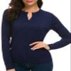 Urban CoCo Women's Long Sleeve Crew Neck Button Down Knit Cardigan Sweater (2XL, Navy Blue) view 4