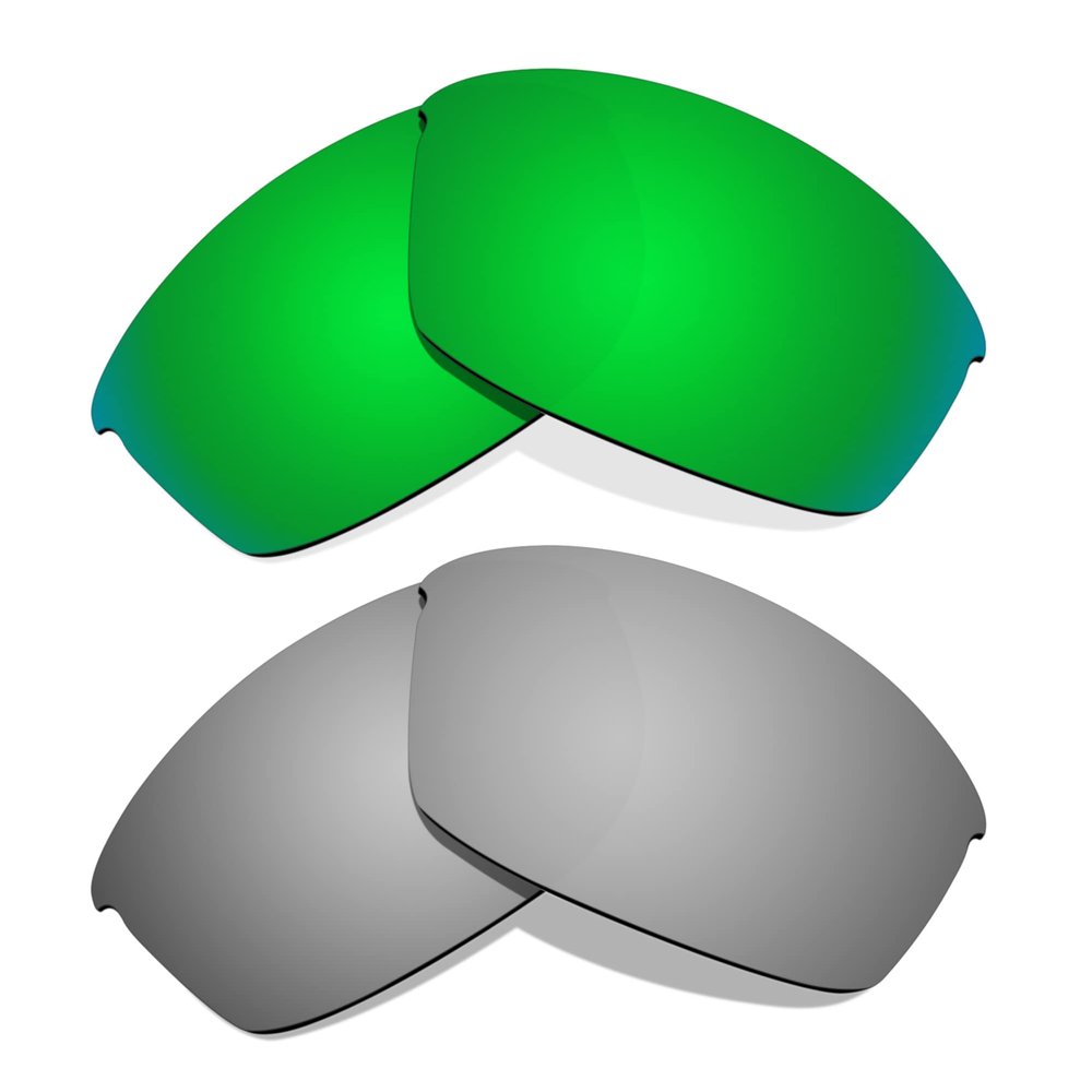 Littlebird4 Premium 1.5mm Polarized Replacement Lenses for Oakley Flak Jacket Sunglasses - MultiOptions (Titanium+Green)