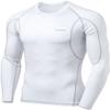 TSLA Men's UPF 50+ Compression Shirts, Cool Dry Long Sleeve Athletic Tops, Sports Baselayer Workout Shirt, White, X-Large view 1