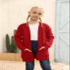 Ermonn Girls Kids Open Front Cardigans Sweaters Long Sleeve Knit Cute Sweater Outwears with Pockets for 5-14 Years Red view 2