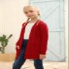 Ermonn Girls Kids Open Front Cardigans Sweaters Long Sleeve Knit Cute Sweater Outwears with Pockets for 5-14 Years Red view 3