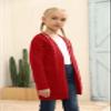 Ermonn Girls Kids Open Front Cardigans Sweaters Long Sleeve Knit Cute Sweater Outwears with Pockets for 5-14 Years Red view 4