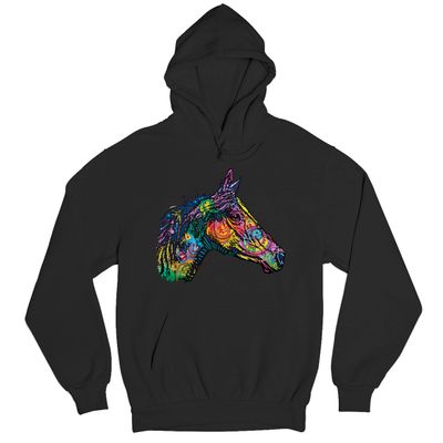 Tee Hunt Dean Russo Colorful Horse Sweatshirt Neon Mosaic Wild Mustang Hoodie Black XX-Large