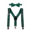 IBTOM CASTLE Baby Boys Y Back Adjustable Elastic Suspender Strong Sturdy Clip-on Braces Pre tied Bow Tie Set Kids Perfect for Tuxedo Dark Green One Size view 1