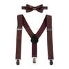 IBTOM CASTLE Baby Boys Y Back Adjustable Elastic Suspender Strong Sturdy Clip-on Braces Pre tied Bow Tie Set Kids Perfect for Tuxedo Coffee One Size view 1