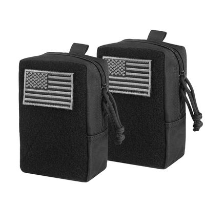 AMYIPO MINI MOLLE Pouch Multi-Purpose Compact Tactical Waist Bags Small Utility EDC Pouch (Black - MINI Pouch (2PCS))