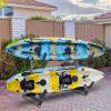 Bonnlo Freestanding Kayak Rack, Indoor Outdoor Storage Stand for 4 Kayak, Canoe, Boat, Paddle Board, SUP, Surfboard Width Adjustable Carrier Floor Holder with Lockable Wheels for Garage, Shed, Dock view 2